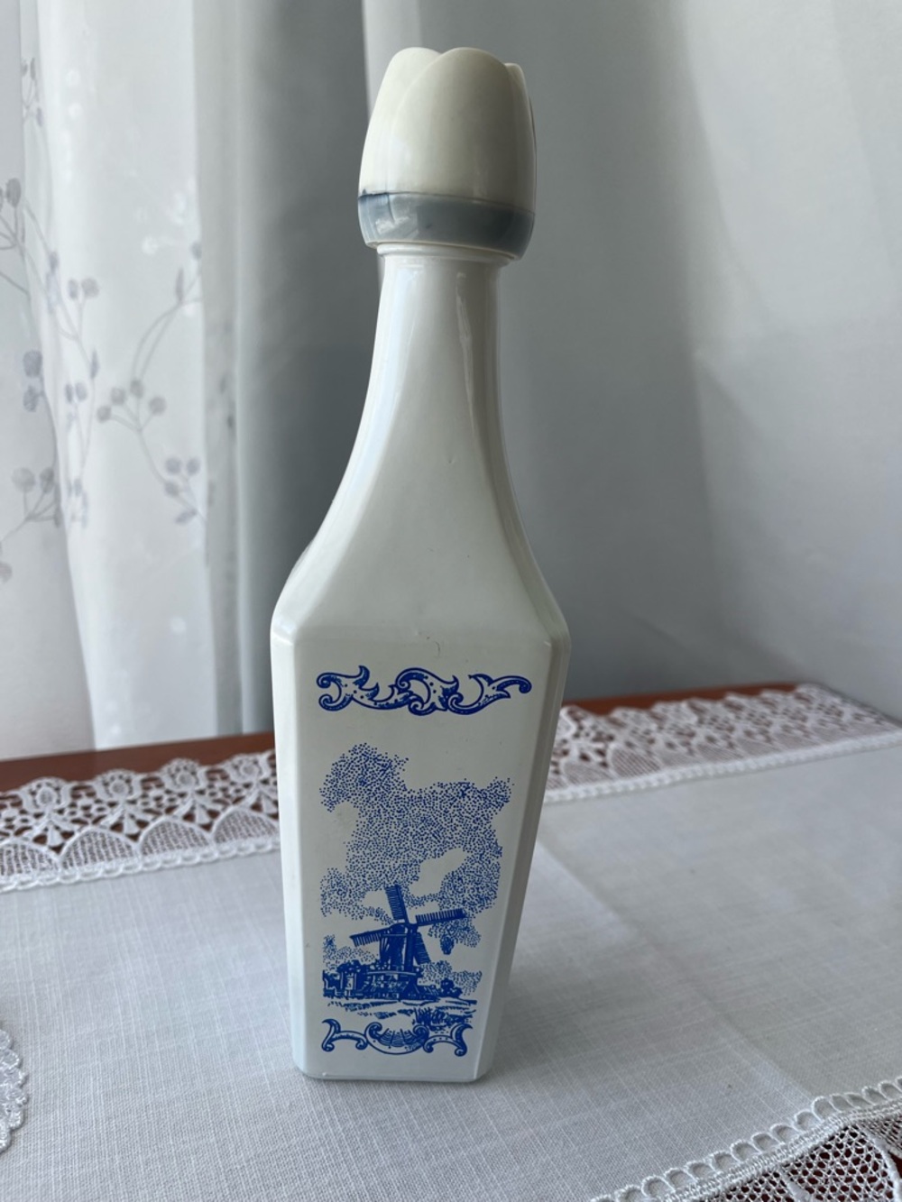 Retro 1970s Vandermint Holland White Milk Glass Decanter